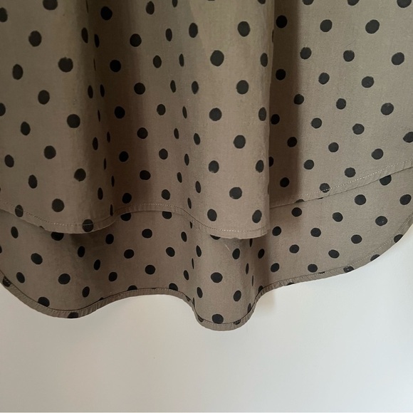 SUNDANCE Woven Lively Days Tunic Shirt Khaki Polka Dot Pintuck Popover Shirt M - Picture 7 of 10